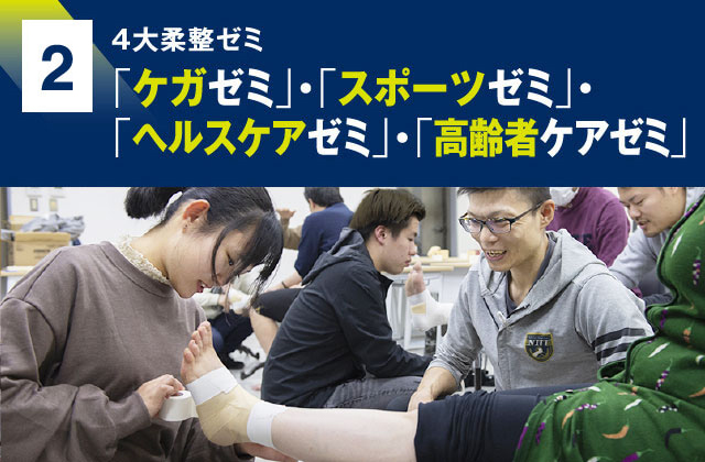 1 4大鍼灸ゼミ「ケガゼミ」・「スポーツゼミ」・「ヘルスケアゼミ」・「高齢者ケアゼミ」